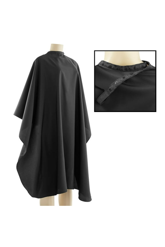Hair Cutting Cape, Duoif Black Salon Hair Nylon Solid Color Cape Snap Closure 50 In. X 60 In. Perfect for Hairstylists Haircut Cape Black