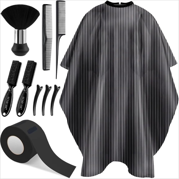 Hair Cutting Cape with Neck Duster Brush, Neck Paper Roll, Hair Clips, Salon Barber Cape for Men Women
