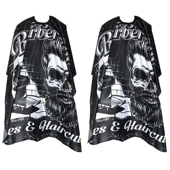 Hair Cutting Salon Cape with Snaps - (2 Pack) Retro Skull Pattern Barber Capes for Hair Stylist, Waterproof Washable Hairdressing Apron for Kids, 65x57 inches