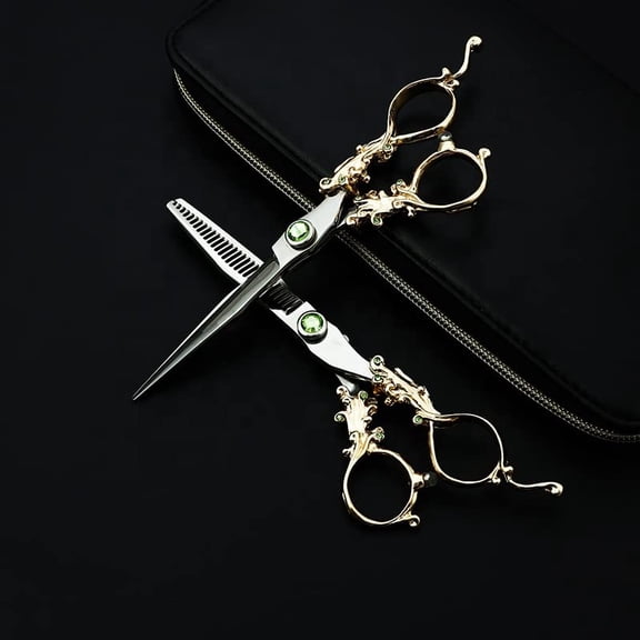 Hair Cutting Scissors,6 Inch 440C Japan Stainless Steel European Style Jeweled Hair Scissors Hair Cutting Hairdresser Barber Scissors Shears Set