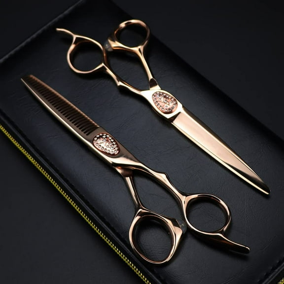 Hair Cutting Scissors, 6inch Professional Japan 440c Steel Upscale Rose Gold Hair Scissors Cutting Barber Haircut thinning Shears Hairdresser Scissors