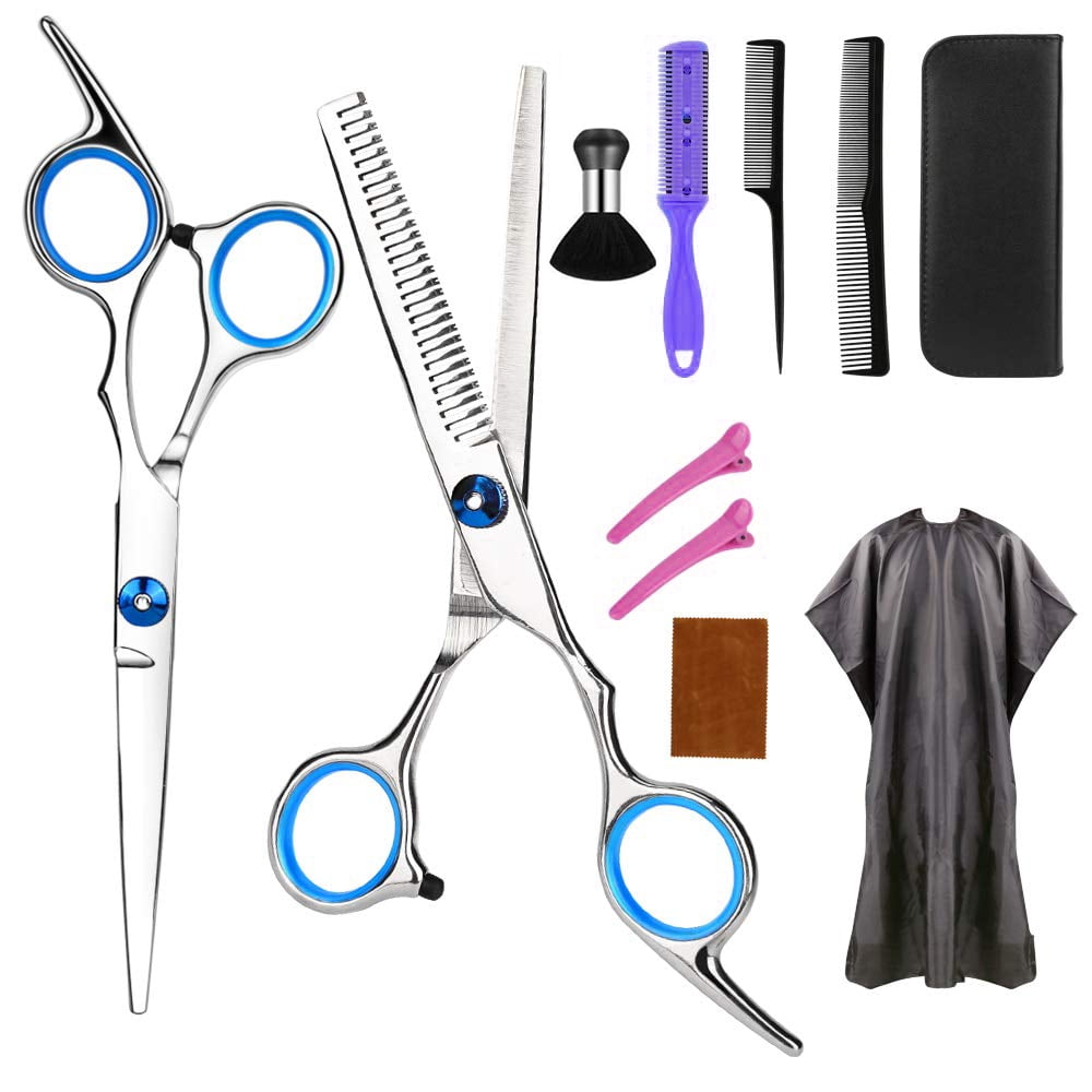 Walmart Pro Salon Haircut \u0026 Thinning Kit, 10 Pcs Stainless Steel  Hairdressing Shears Set for Barber/Home/Adults/Kids - Walmart.com, image size:1000x1000