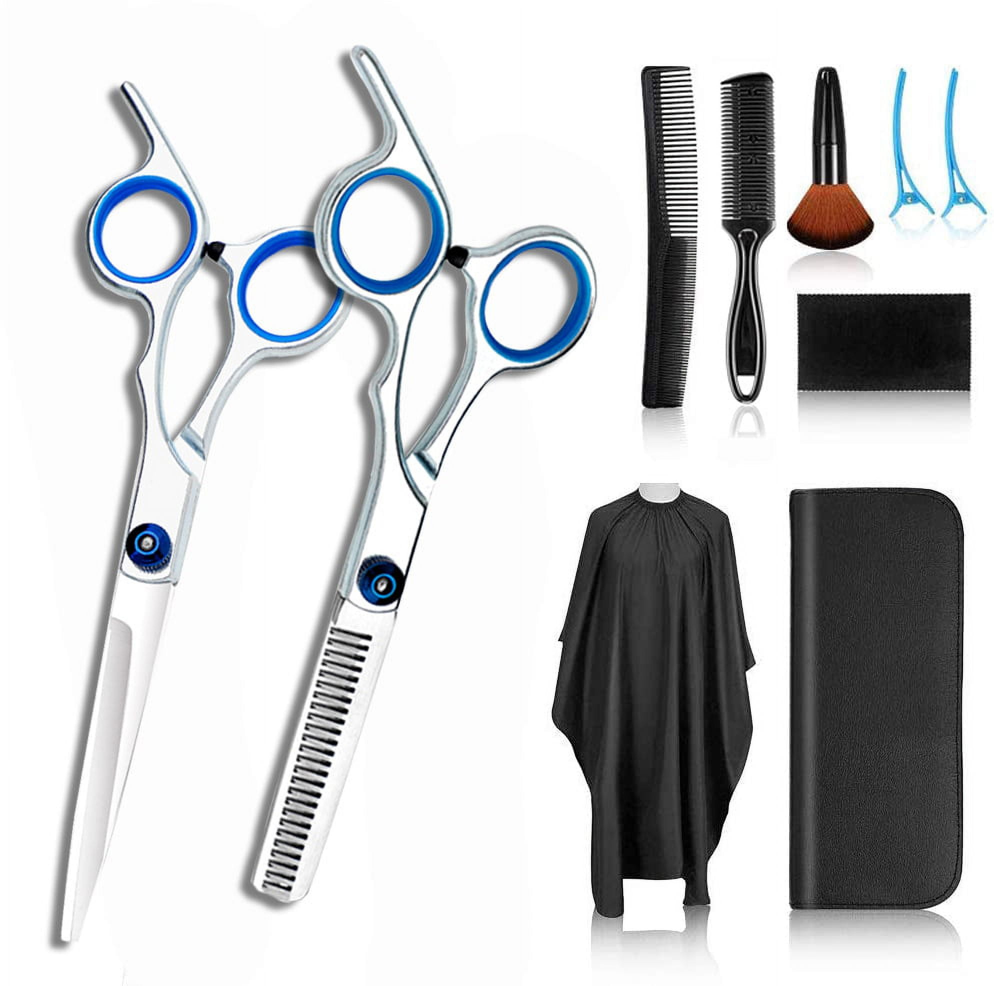  Sirabe 10 PCS Hair Cutting Scissors Set, Professional Haircut  Scissors Kit with Cutting Scissors,Thinning Scissors, Comb,Cape, Clips,  Black Hairdressing Shears Set for Barber, Salon, Home : Beauty & Personal  Care