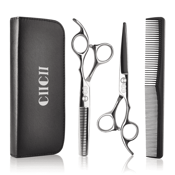 Hair Cutting Scissors Shears/Thinning/Set, CIICII 8 Pcs Professional Hairdressing Scissors Set-Silver