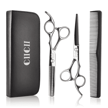 Hair Cutting Scissors Shears/Thinning/Set, CIICII 8 Pcs Professional Hairdressing Scissors Set-Silver