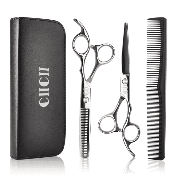 Hair Cutting Scissors Shears/Thinning/Set, CIICII 8 Pcs Professional Hairdressing Scissors Set-Silver