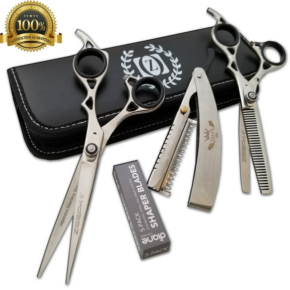 Hair Cutting & Thinning Scissors Set Shears Barber Styling 4pc Stainless Steel Styling Barbershop DIY haircut Scissors Set