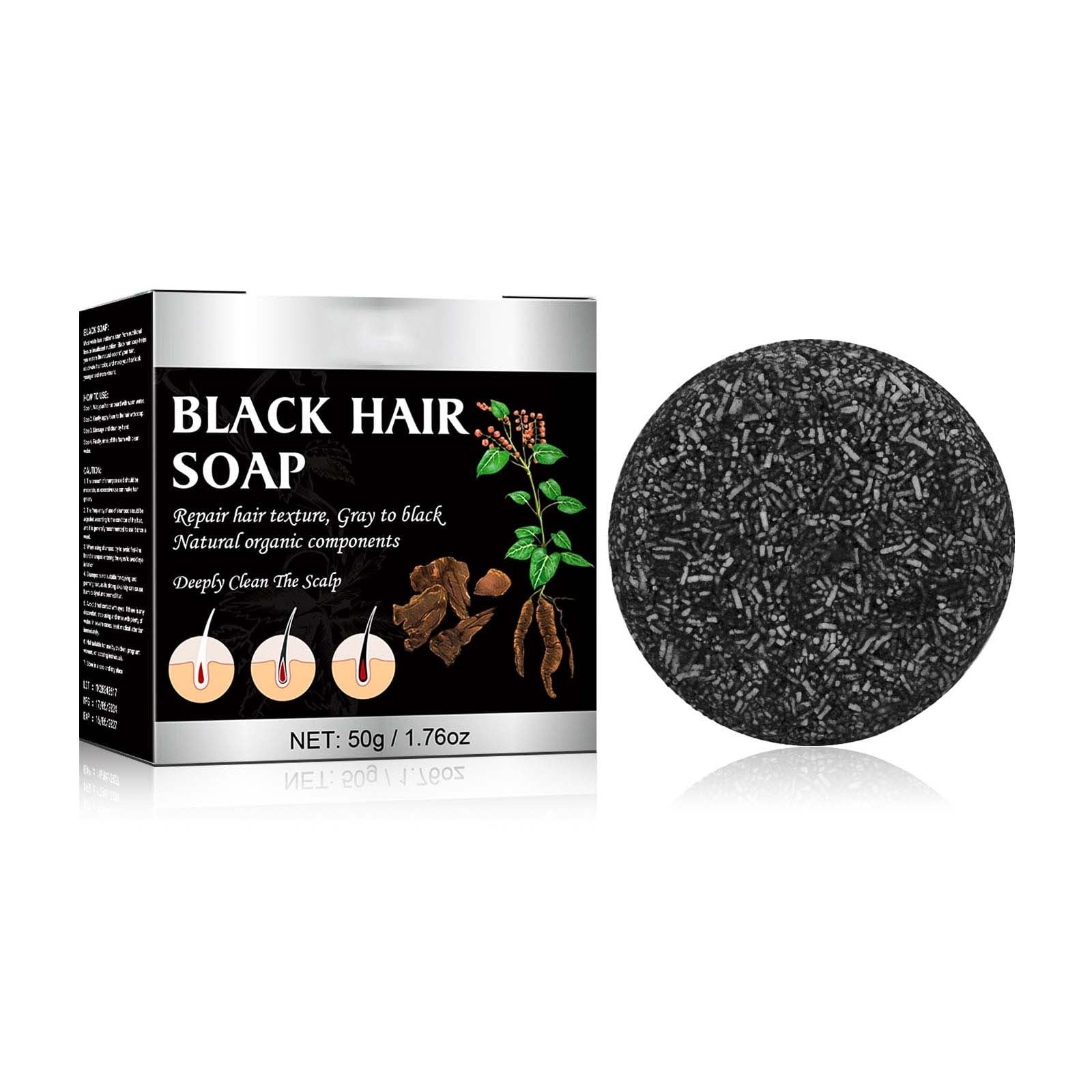 Hair Darkening Shampoo Bar, Gray Reverse Shampoo Soap for Unisex