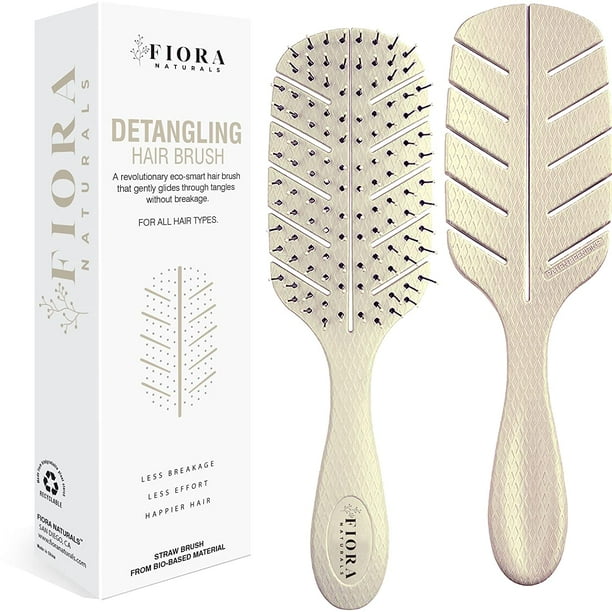 Hair Detangling Brush by Fiora Naturals 100 BioFriendly Detangler