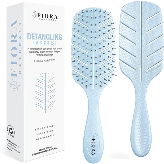 Hair Detangling Brush by Fiora Naturals - 100% Bio-Friendly Detangler Brush w/ Ultra-Soft Bristles