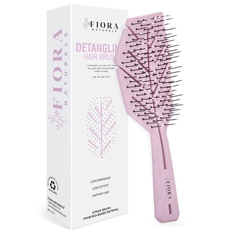 Hair Detangling Brush by Fiora Naturals - 100% Bio-Friendly Detangler Brush w/ Ultra-Soft Bristles