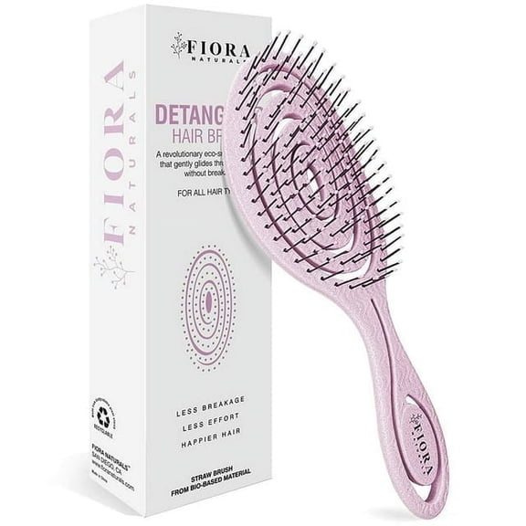 Hair Detangling Brush by Fiora Naturals - 100% Bio-Friendly Detangler Brush w/ Ultra-Soft Bristles