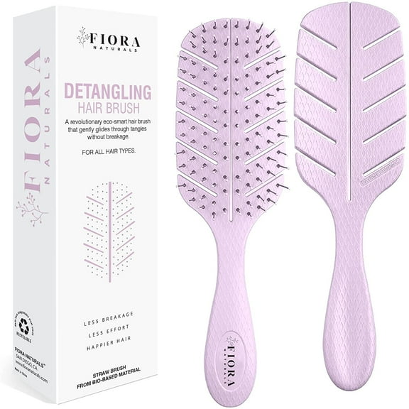 Hair Detangling Brush by Fiora Naturals - 100% Bio-Friendly Detangler Brush w/ Ultra-Soft Bristles