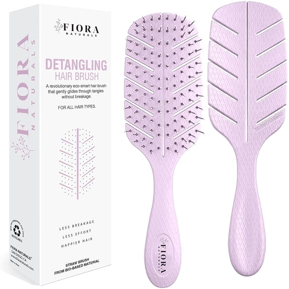 Hair Detangling Brush by Fiora Naturals - 100% Bio-Friendly Detangler Brush w/ Ultra-Soft Bristles
