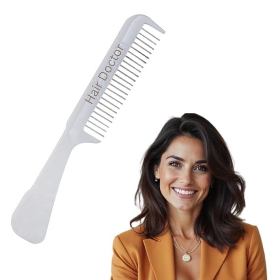 The Hair Doctor Detangle Comb with Wide-Spaced Rotating Teeth Reduces Hair Damage (White Sheen)