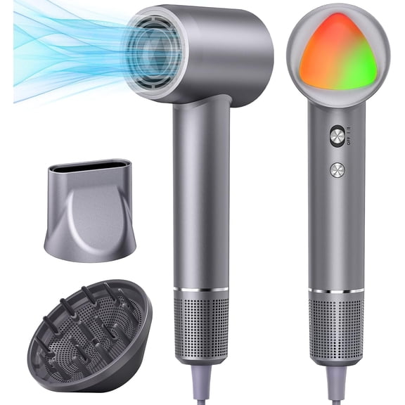 Hair Dryer 160000 RPM Ionic, 500M Negative Ions, Lightweight for Travel | Fast-Drying Blow Dryer for Women Curly Hair, Ions Reduce Frizz & Damage, Boost Shine, Low Noise with Diffuser & Concentrator