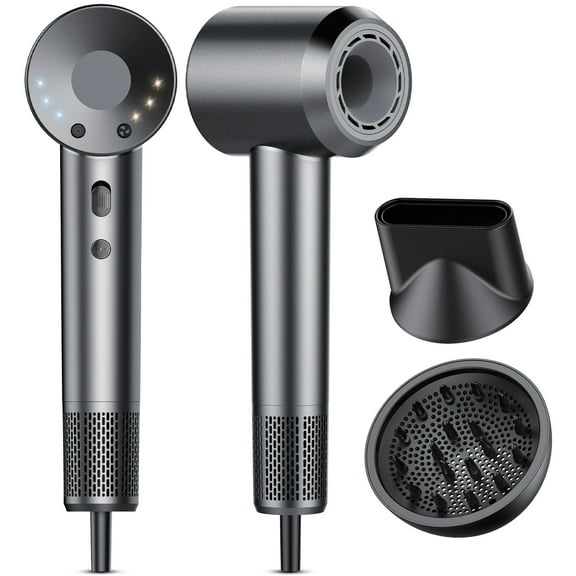 Hair Dryer, 160000 RPM Professional High Speed Blow Dryer, Heat-Control & Low Noise Hairdryer for Faster Drying Hair Types, Travel with Diffuser, Deep Grey