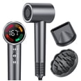 thumbnail image 1 of Hair Dryer, 160,000 RPM Professional-Grade Upgraded Ion Hair Dryer with Temperature Control and Low-Noise Function, Suitable for All Hair Types, Fast Drying, Includes Diffuser and Ambient LED Lights, 1 of 11