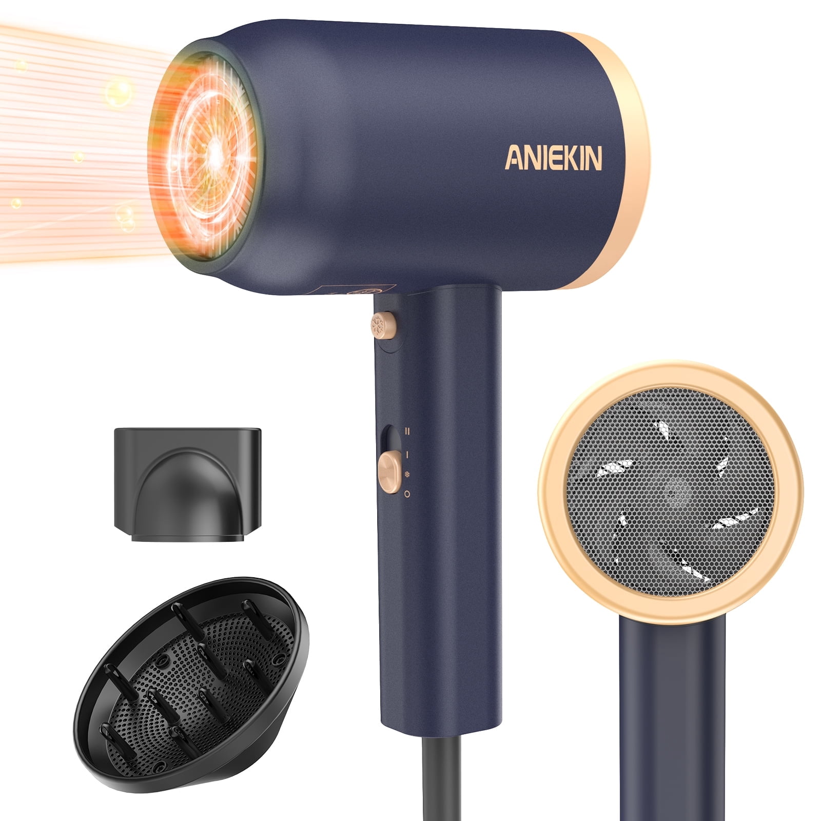 Hair Dryer, 1875 Watts Fast Drying Blow Dryer with Diffuser and Concentrator, Compact Lightweight Hair Dryer for Women and Men