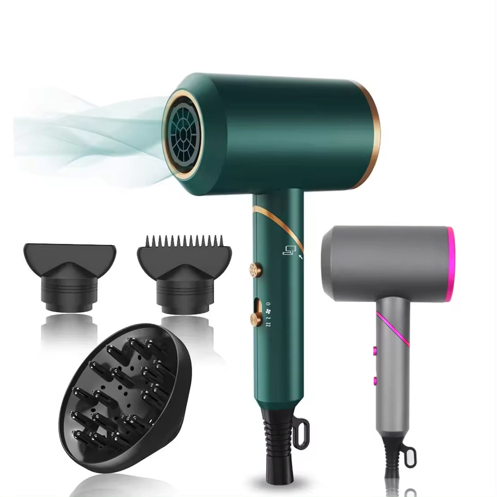 Hair Dryer, 1900W Blow Dryer with Diffuser, 3 Level Warm Wind/2 Gear ...