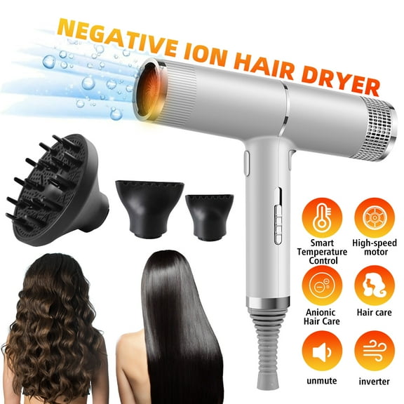 Hair Dryer, 2500W Professional Blow Dryer, Negative Ion Technolog, 3 Heating/2 Speed/Cold Settings, Contain 2 Nozzles and 1 Diffuser, for Home Salon Travel Woman Kids