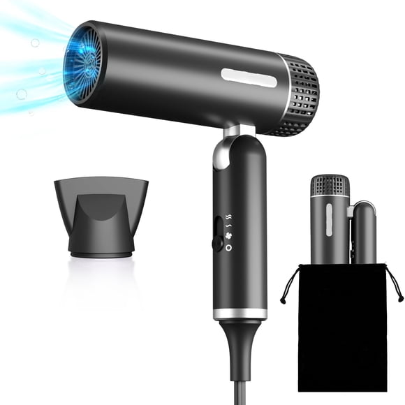 ITdodo Foldable Hair Dryer, Blow Dryer with Concentrator, Fast Drying Lightweight Travel Hair Dryer, Hair Styling Tool for Home & Travel