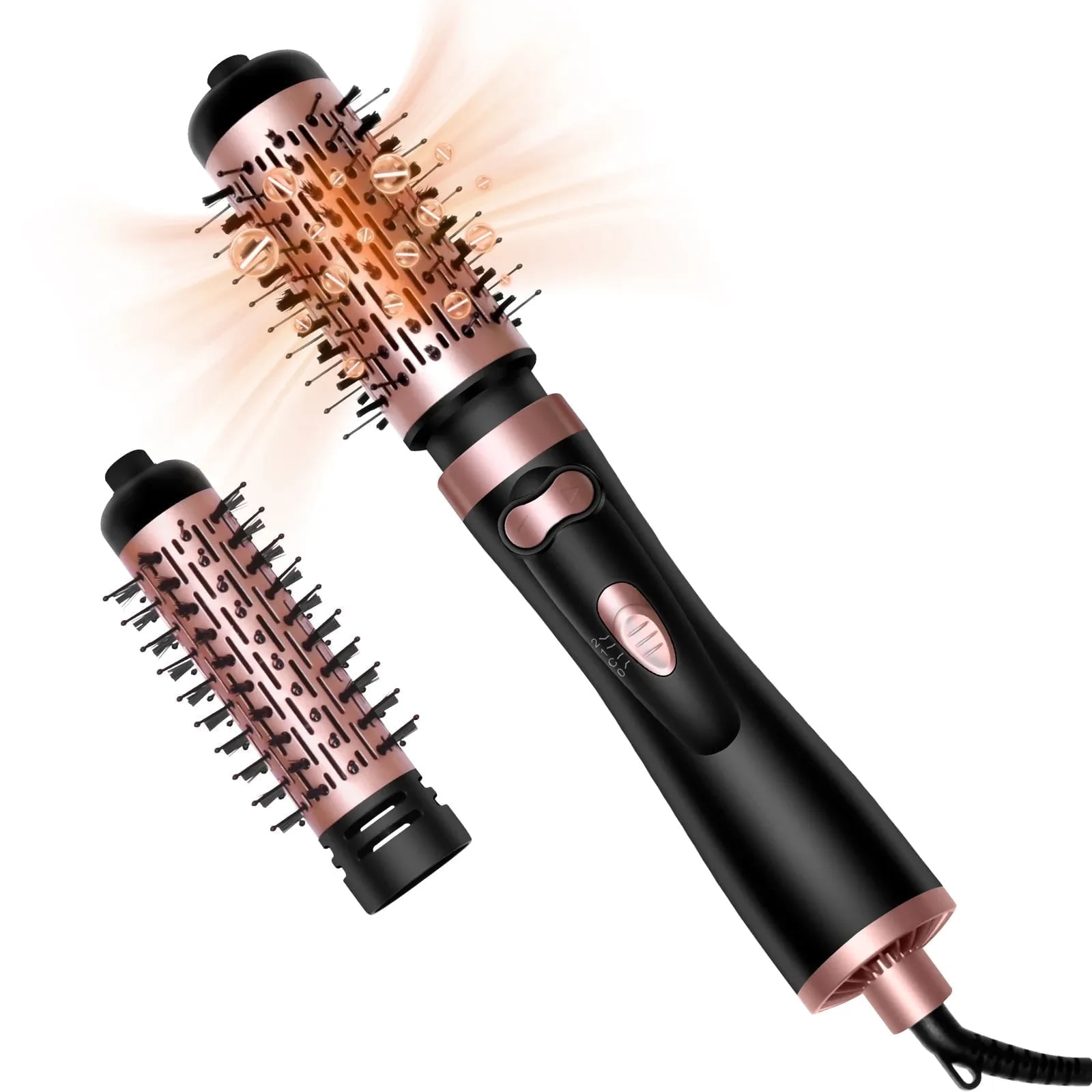 Hair Dryer Brush 3-in-1 Rotating Round Hot Air Spin Brush Set 2 Detachable Auto Rotating Curling Brush Hot Air Styler