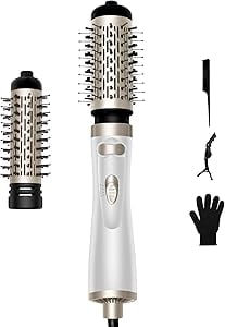 Hair Dryer Brush, 3-in-1 Rotating Round Hot Air Spin Brush Set with 2 Brushes (2" & 1.5")