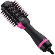 WIGACH Hair Dryer Brush, 4 in 1 Hair Dryer and Styler Volumizer, with Negative Ion Anti-Frizz Ceramic Titanium Barrel Hot Air Brush Hair Straightener Brush for Drying, Straightening, Salon - Pink