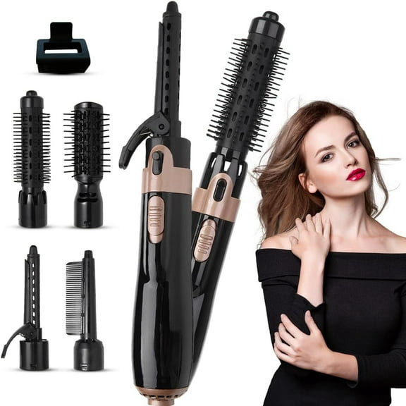Hair Dryer Brush, 4 in 1 Hot Air Brush for Straightening/Curling/ One-Step Blow Dryer Brush & Volumizer with Ceramic Coating,2 Temperature Settings, Detachable Design for Travel Salon