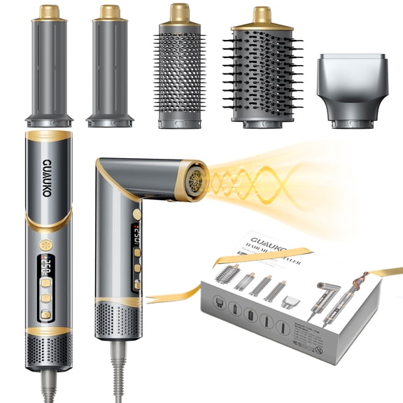 Hair Dryer Brush, 5-in-1 Hair Styler, Air Styling & Drying System, Powerful Hair Dryer Brush & Multi-Styler with Auto-Wrap Curlers, Oval Brush, Hair Straightener