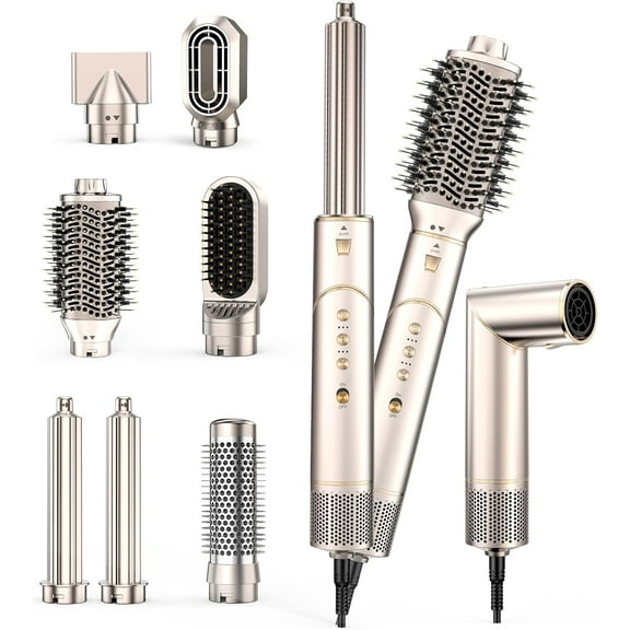 Hair Dryer Brush, 7 in 1 Hair Styler High-Speed Flexible Rotating Negative Ionic Multi-Styler, Auto-Wrap Curling with No Heat Damage, Straightening & Volumizing