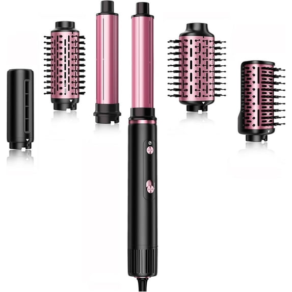 CNV Hair Dryer Brush and Blow Dry Brush, Multi-Hot Air Styler with 110000RPM Brushless Motor, Hot Air Brush for Fast Drying Curling Volumizing Straightening & Styling, High-Speed (Black&Blush Red)