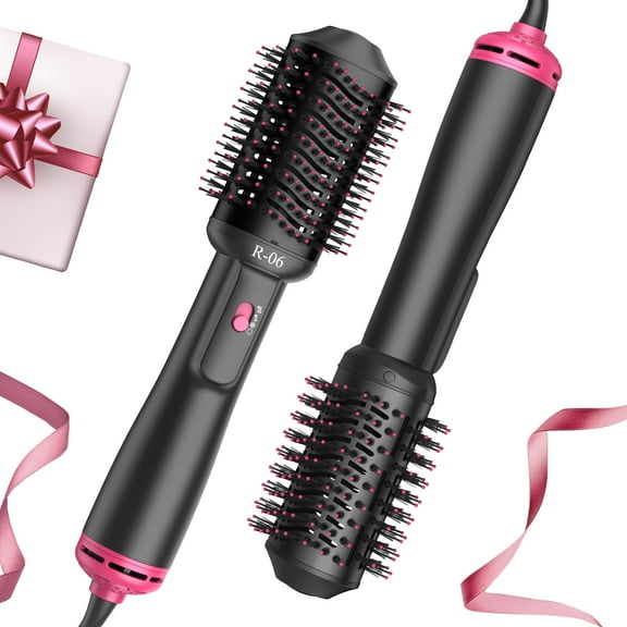 Hair Dryer Brush Blow Dryer Brush in One, 4 in 1 Hair Dryer and Styler Volumizer with Oval Barrel, Professional Salon Hot Air Brush for All Hair Types, Red