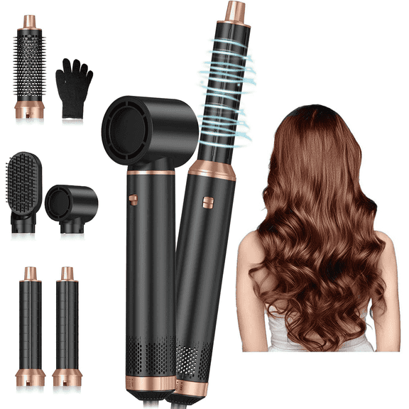 5 in 1 Blow Dryer Brush, Upgrade Hair Dryer Brush Air Curler Air Curling Wrap Styler, Detachable Hot Air Brush Negative Ion Curling Brush Iron, Hair Styling Tools for Drying Curling Straightening