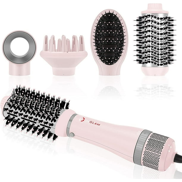 Hair Dryer Brush Set IG INGLAM 4 in 1 Blowout Brush Negative Ion Detachable Hair Dryer Styler Volumizer Hot Air Hair Dryer Brush with 2 Styling Brush Heads Pink Walmart Business Supplies