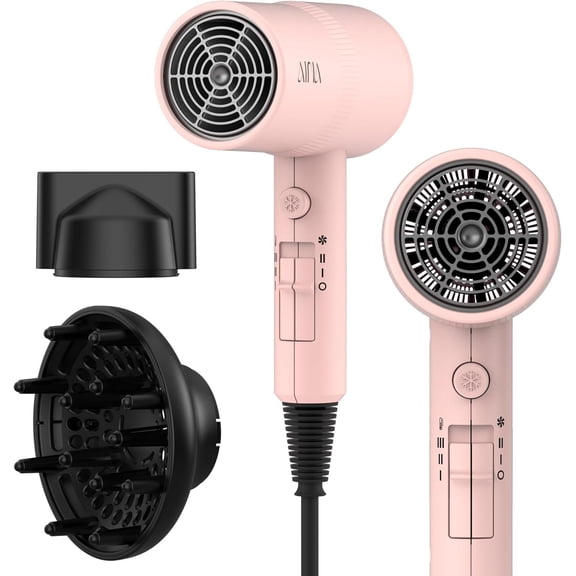 Hair Dryer with Diffuser, Blow Dryer for Women | Ionic Technology, Ceramic Coating | Cold Shot Features Turbo Heat for Drying and Shine 110V/ALCI (Babe )