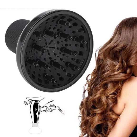 Hair Dryer Diffuser, Universal Cup Blow Dryer Attachment for Curly and Wavy Hair, Black