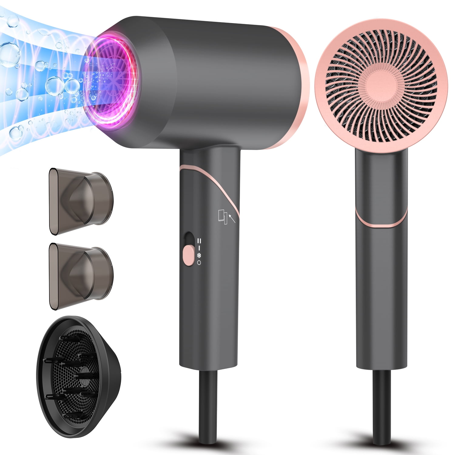 Cshidworld 1800W Ionic Hair Dryer, Foldable Blow Dryer with Diffuser ...