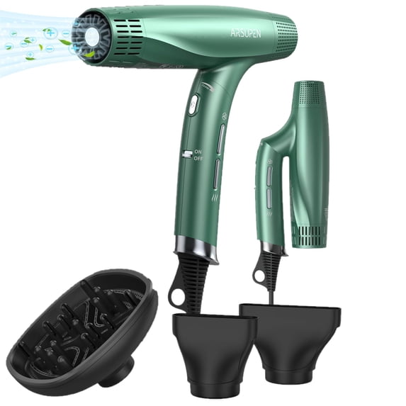 Hair Dryer, Foldable Dual Lonic Blow Dryer for Women Men, with Powerful Brushless Motor, Magnetic Nozzle, 12 Modes, High Speed, Fast Drying, Silent, for Travel Salon Home C80
