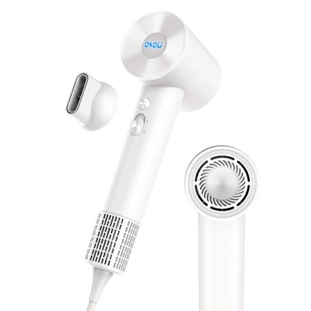 Negative Ionic Hair Dryer with 110,000 RPM Brushless Motor - High-Speed Lightweight Blow Dryer for Travel & Home Use, Fast Drying Low Noise Hair Drier with Smooth Nozzle, White