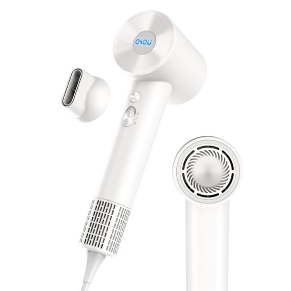 Negative Ionic Hair Dryer with 110,000 RPM Brushless Motor - High-Speed Lightweight Blow Dryer for Travel & Home Use, Fast Drying Low Noise Hair Drier with Smooth Nozzle, White