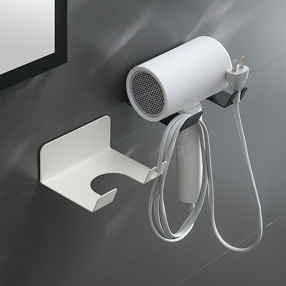 Hair Dryer Holder Adhesive Blow Dryer Holder Wall Mounted Hair Dryer Rack No Drilling Dryer Hanger For Bathroom Decor