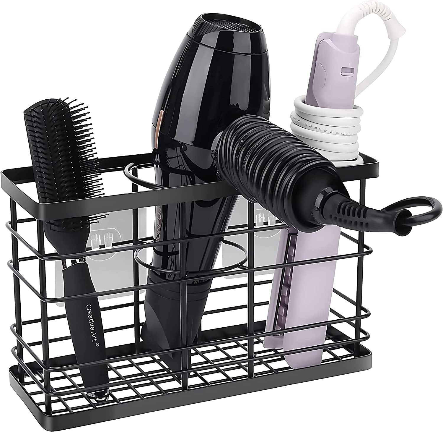 Wetheny Hair Dryer Holder Wall Mounted Bathroom Organizer with 3 ...