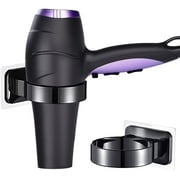 Hair Dryer Holder Wall Mounted Adhesive Hook - Bathroom Blow Dryer Holder Stand, Hair Tool Organizer, Bedroom Accessory Storage Hanger