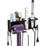 Hair Dryer Holder Wall Mounted, BOIVSHI Blow Dryer Holder for Bathroom, Metal Hair Dryer Rack, Muti-Function Hair Tool OrganizerBlack