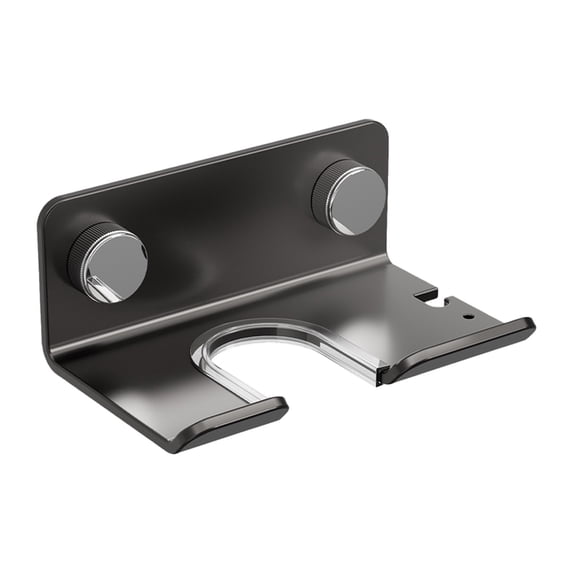 Hair Dryer Holder, Wall Mounted Bathroom Hair Dryer Storage Bracket, Metal No-Drill Hair Dryer Stand with Cord Storage, 5.91×3.35×2.56 Inches