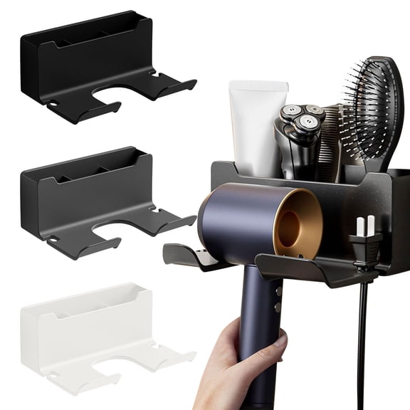 Hair Dryer Holder,Wall Mounted Blow Dryer,Curling,Straightener Holder Bathroom Metal Hair Tool Organizer Rack,Gray