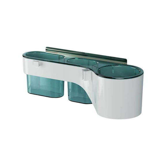 Hair Dryer Holder with 3 Storage Grids and Hooks, No Drill Wall Mount Bathroom Organizer for Hair Tools & Accessories, 1 Pack