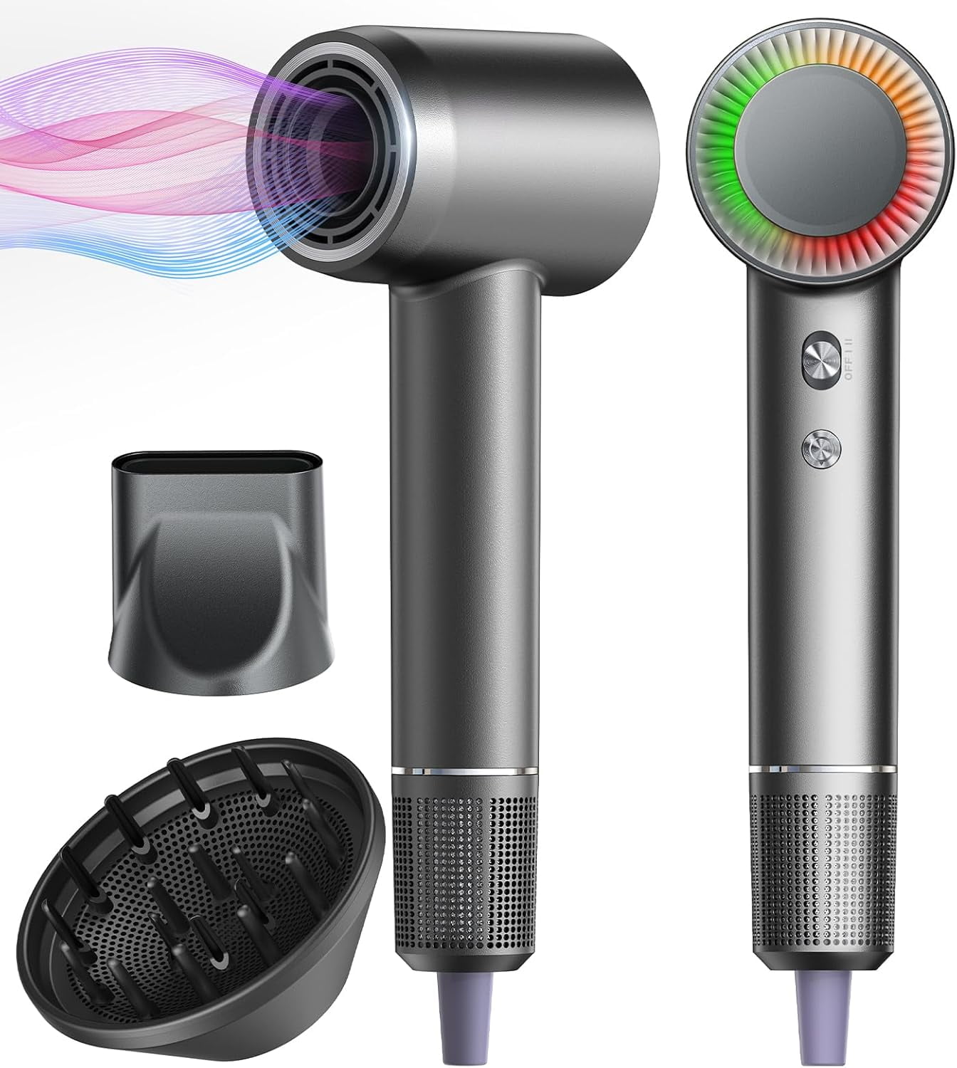 Hair Dryer,Ionic Hair Dryer for Women/Man，110, 000 RPM Professional HD Display High-Speed Blow Dryer Motor for Fast Drying,400 Million Plasma Low Noise Thermo-Control Hairdryer with Magnetic Nozzle